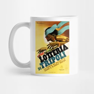 LOTTERIA DI TRIPOLI 1936 Retro Italy Lottery Gambling Sports Promotional Art Mug